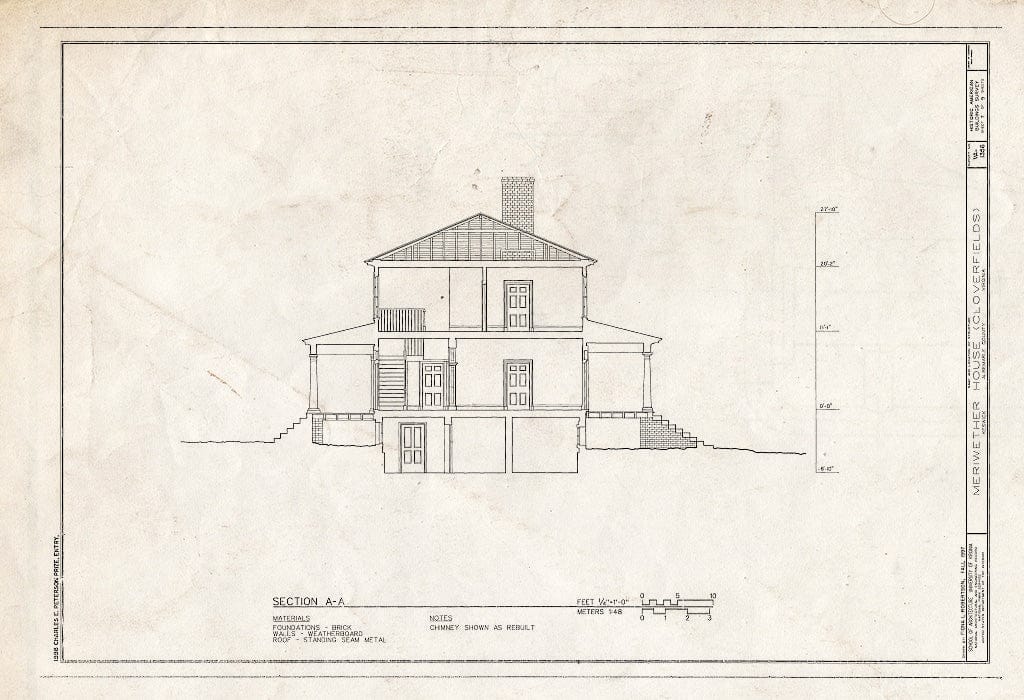 Blueprint Section - Meriwether House, Keswick, Albemarle County, VA