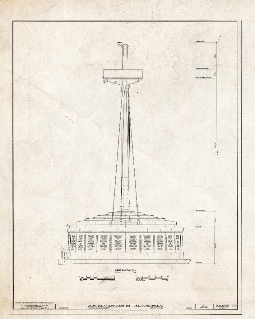 Blueprint HABS VA,7-ARL,11D- (Sheet 10 of 14) - Arlington National Cemetery, USS Maine Memorial, Arlington, Arlington County, VA
