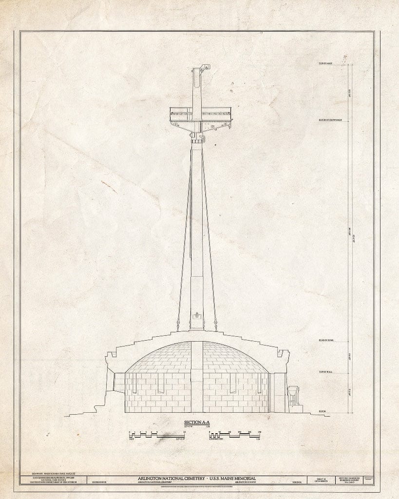 Blueprint HABS VA,7-ARL,11D- (Sheet 11 of 14) - Arlington National Cemetery, USS Maine Memorial, Arlington, Arlington County, VA