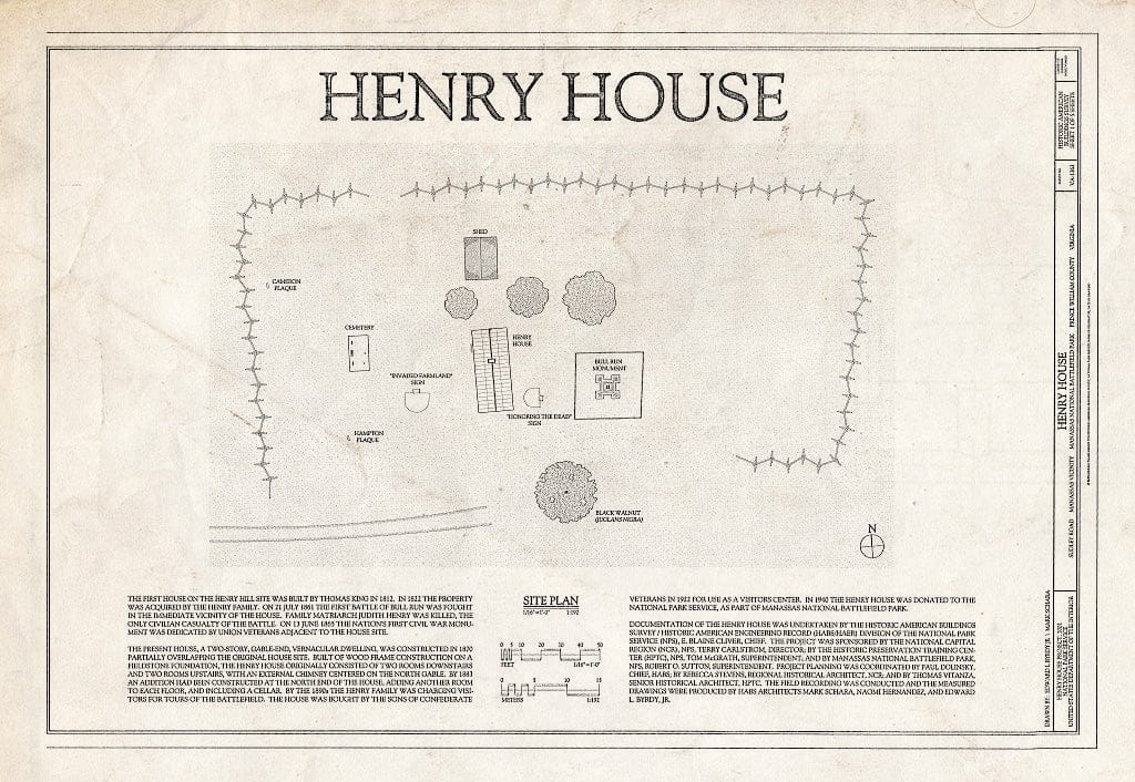 Blueprint HABS VA,76-Man.V,2- (Sheet 1 of 5) - Henry House, Sudley Road, Manassas, Manassas, VA