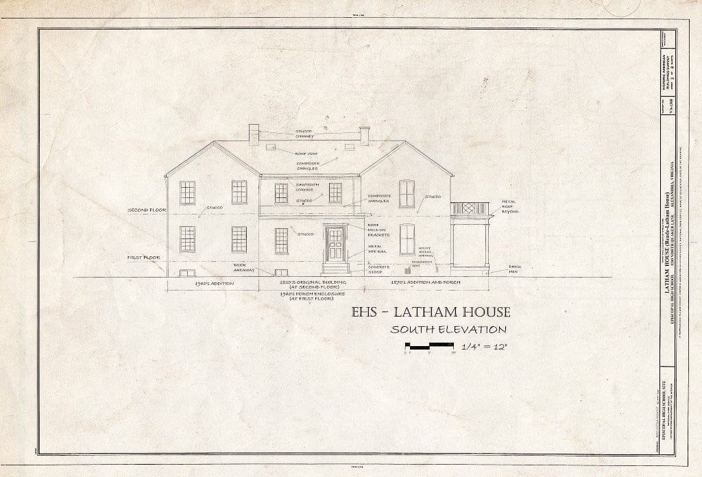 Blueprint HABS VA,7-Alex,183 (Sheet 3 of 8) - Latham House, 1200 North Quaker Lane, Alexandria, Independent City, VA