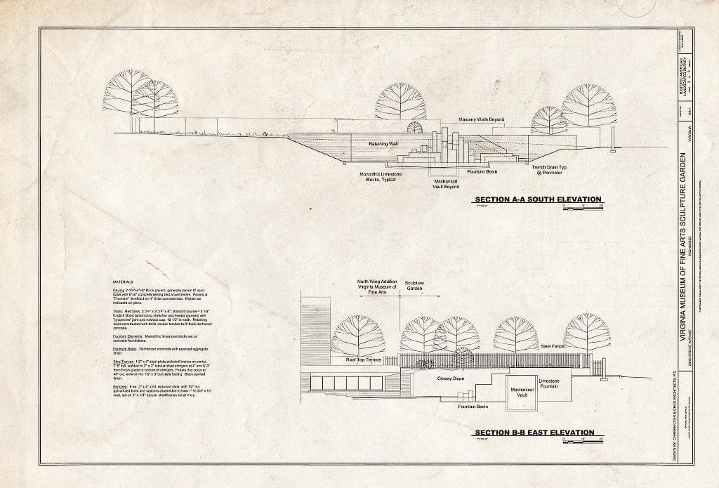 Blueprint HALS VA-1 (Sheet 3 of 3) - Virginia Museum of Fine Arts Sculpture Garden, 2800 Grove Avenue, Richmond, Independent City, VA