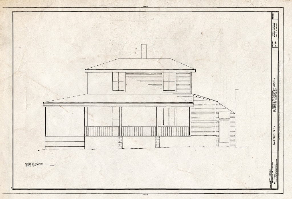 Blueprint HABS VA-1379 (Sheet 7 of 15) - Oakleigh Farm, Off of West Rio Road, Charlottesville, Charlottesville, VA