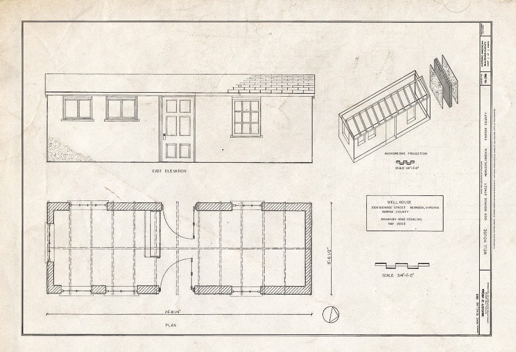 Blueprint HABS VA-1386 (Sheet 1 of 1) - Well House, 1009 Monroe Street, Herndon, Fairfax County, VA