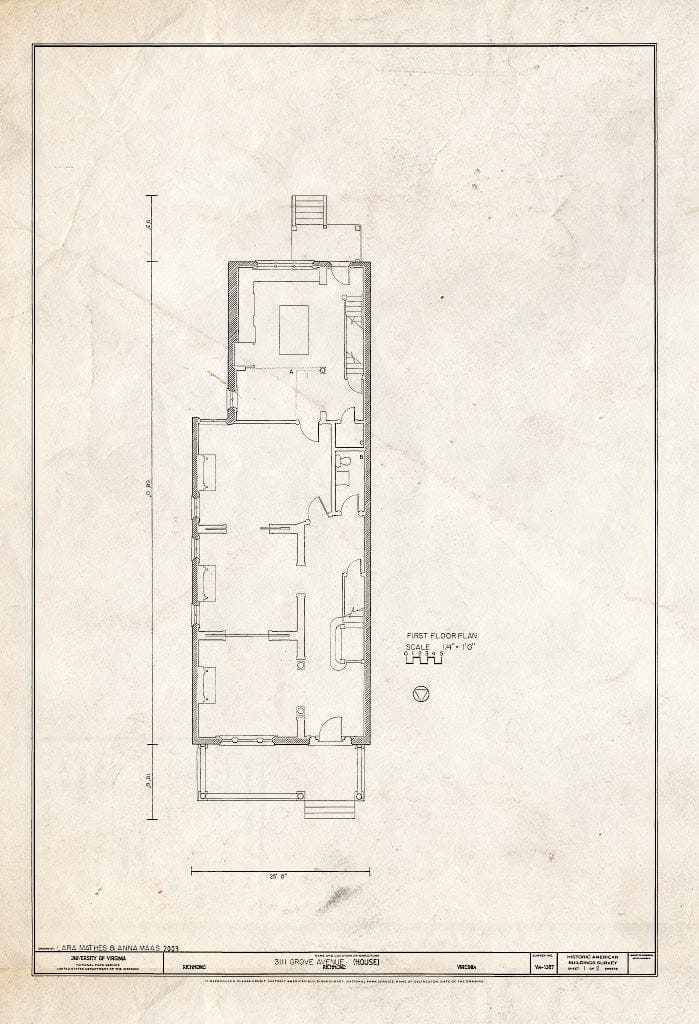 Blueprint HABS VA-1387 (Sheet 1 of 2) - 3111 Grove Avenue (House), Richmond, Independent City, VA