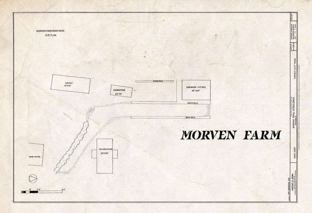 Blueprint HABS VA-1378-A (Sheet 1 of 9) - Morven Farm, Outbuildings, Off of Route 20, Simeon, Albemarle County, VA