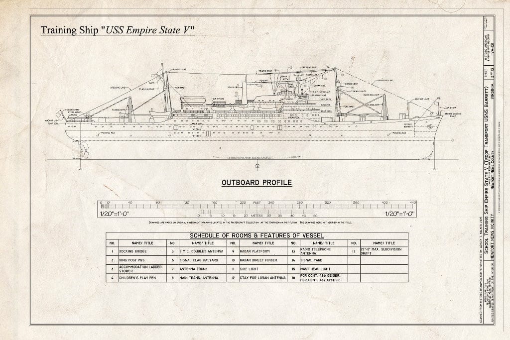 Blueprint Outboard Profile - Empire State V, James River Reserve Fleet, Newport News, Newport News, VA