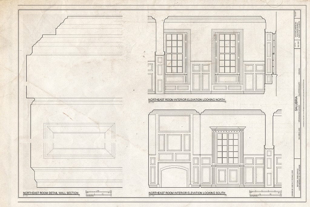Blueprint Northeast Room elevations, Wall Section - Salubria, Salubria Lane, Stevensburg, Culpeper County, VA