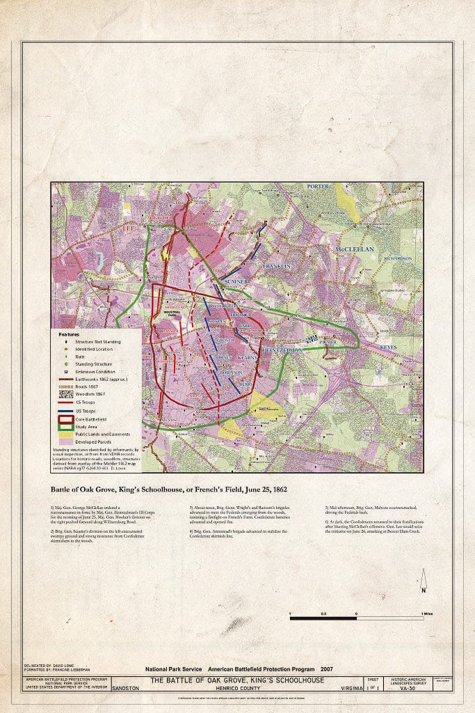 Blueprint The Battle of Oak Grove, King's Schoolhouse, June 25, 1862 - Battle of Oak Grove, Sandston, Henrico County, VA