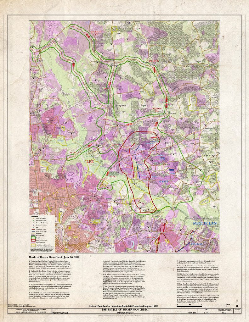 Blueprint The Battle of Beaver Dam Creek, June 26, 1862 - Battle of Beaver Dam Creek, Mechanicsville, Hanover County, VA