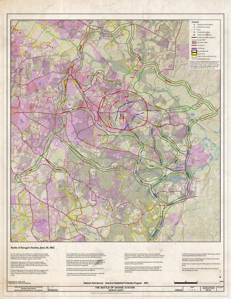 Blueprint The Battle of Savage Station, June 29, 1862 - Battle of Savage Station, Sandston, Henrico County, VA