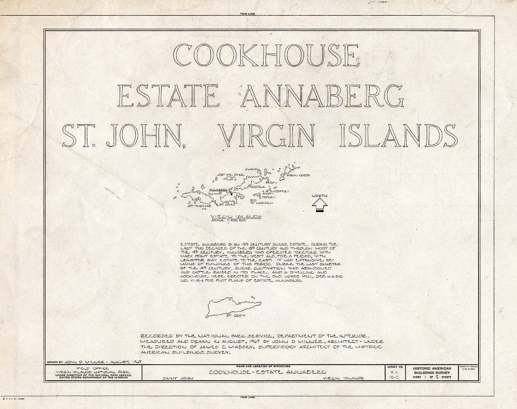 Blueprint HABS VI,2-MABA,1-C- (Sheet 1 of 2) - Estate Annaberg, Cookhouse, Adrian, St. John, VI