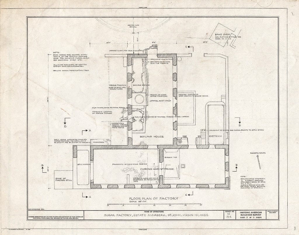 Blueprint HABS VI,2-MABA,1-A- (Sheet 3 of 5) - Estate Annaberg, Sugar Factory, Adrian, St. John, VI