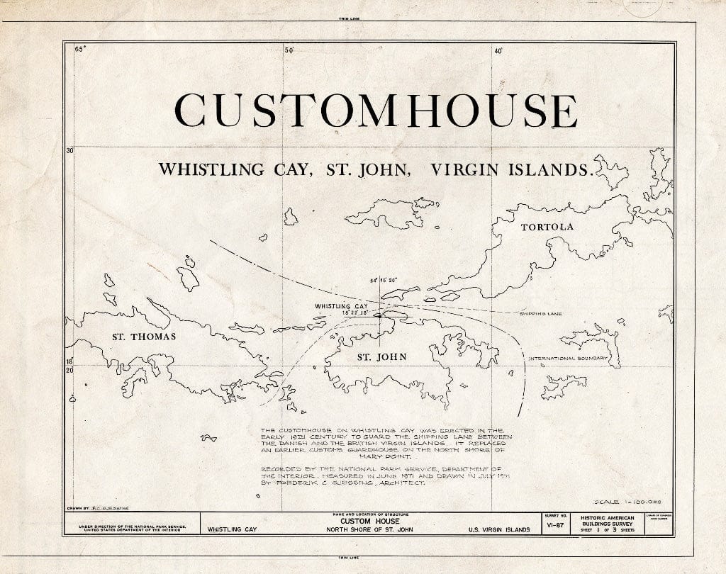 Blueprint HABS VI,2-WHICA,1- (Sheet 1 of 3) - Custom House, Adrian, St. John, VI