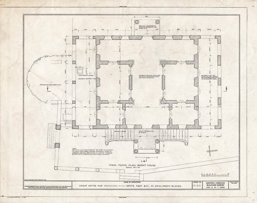 Blueprint HABS VI,2-REBA,1-A- (Sheet 4 of 17) - Estate Reef Bay, Great House, Reef Bay, St. John, VI