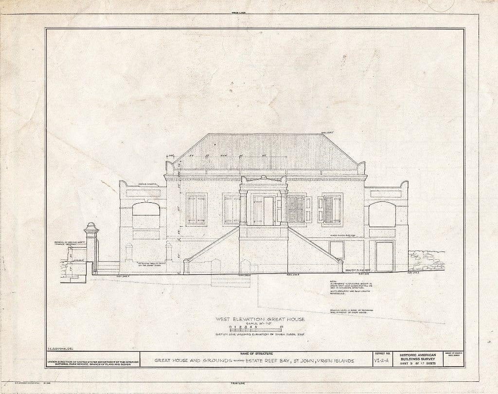 Blueprint HABS VI,2-REBA,1-A- (Sheet 5 of 17) - Estate Reef Bay, Great House, Reef Bay, St. John, VI