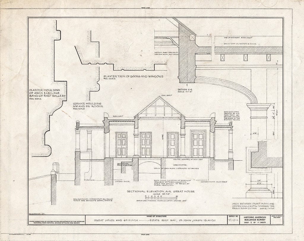 Blueprint HABS VI,2-REBA,1-A- (Sheet 9 of 17) - Estate Reef Bay, Great House, Reef Bay, St. John, VI