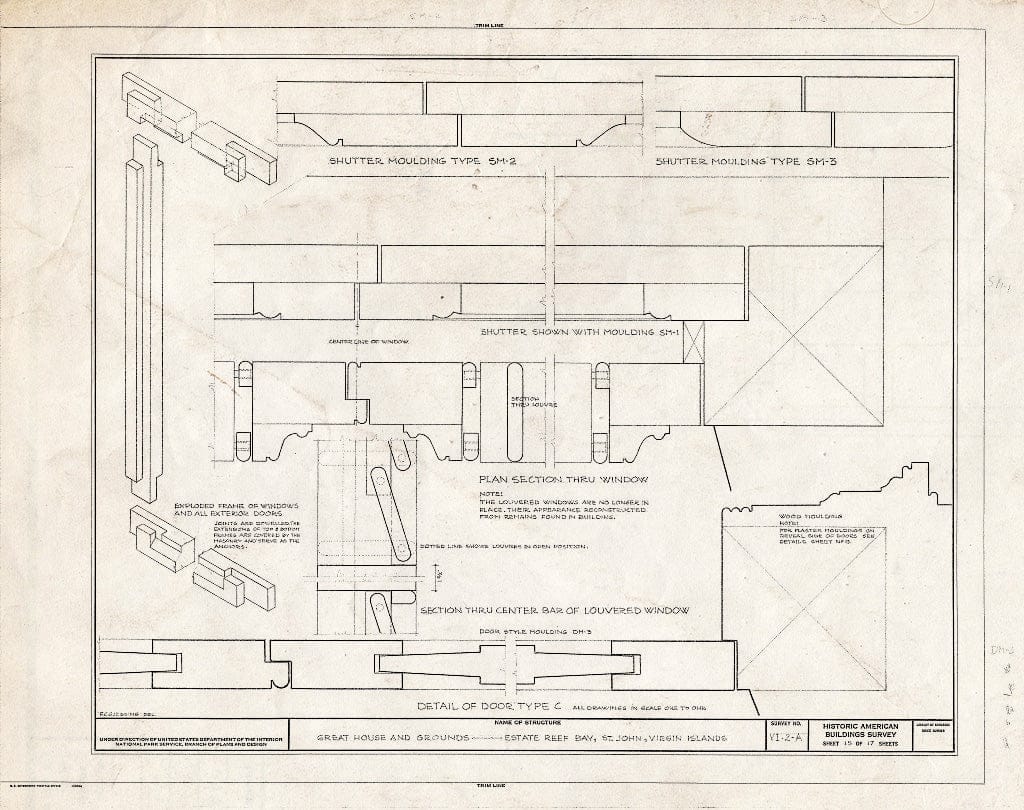 Blueprint HABS VI,2-REBA,1-A- (Sheet 15 of 17) - Estate Reef Bay, Great House, Reef Bay, St. John, VI