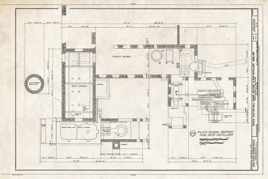 Blueprint Plan, Sugar Factory and Rum Distillery - Estate Clifton Hill, Sugar Factory & Rum Distillery, South Central Street, Christiansted, St. Croix, VI