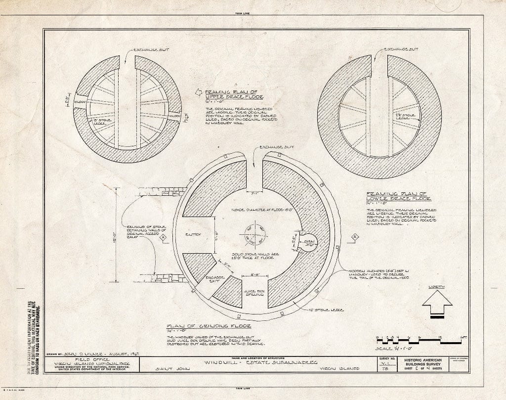 Blueprint HABS VI,3-CRUZBA,2A- (Sheet 2 of 4) - Estate Susannaberg, Windmill, Cruz Bay, St. John, VI