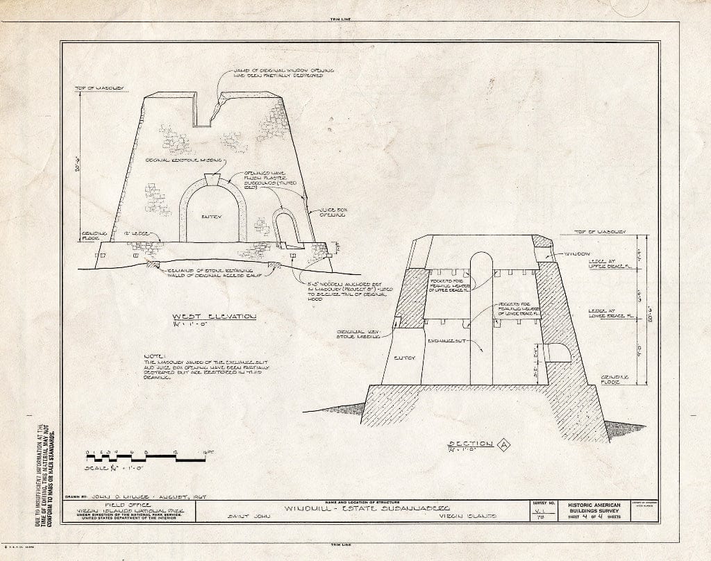 Blueprint HABS VI,3-CRUZBA,2A- (Sheet 4 of 4) - Estate Susannaberg, Windmill, Cruz Bay, St. John, VI