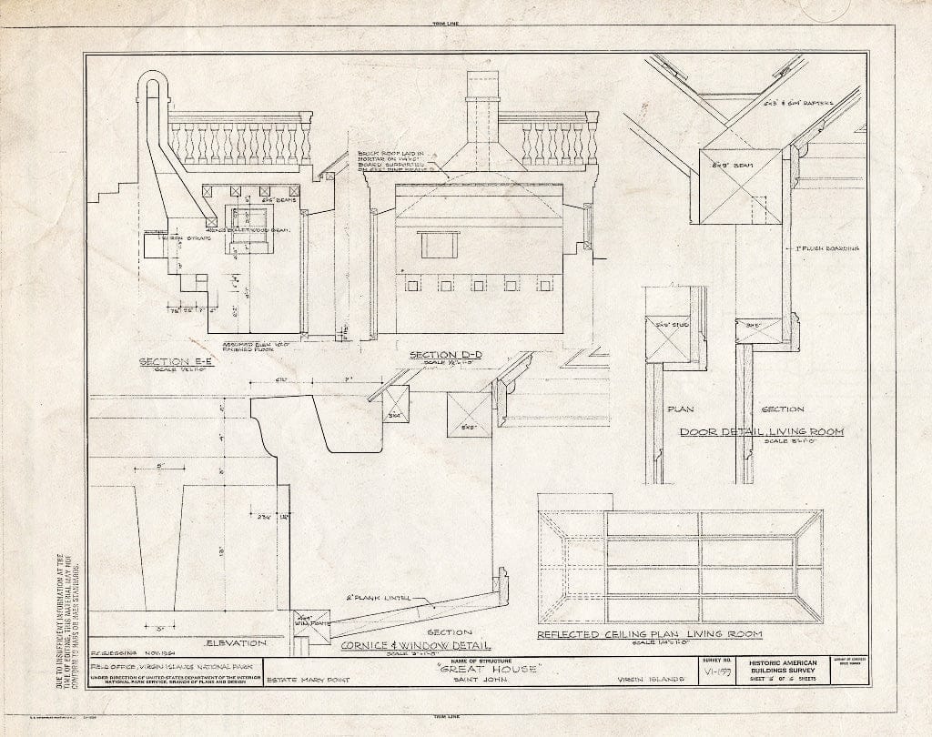 Blueprint HABS VI,2-MAYPO,1-A- (Sheet 6 of 6) - Estate Mary Point, Great House, Adrian, St. John, VI