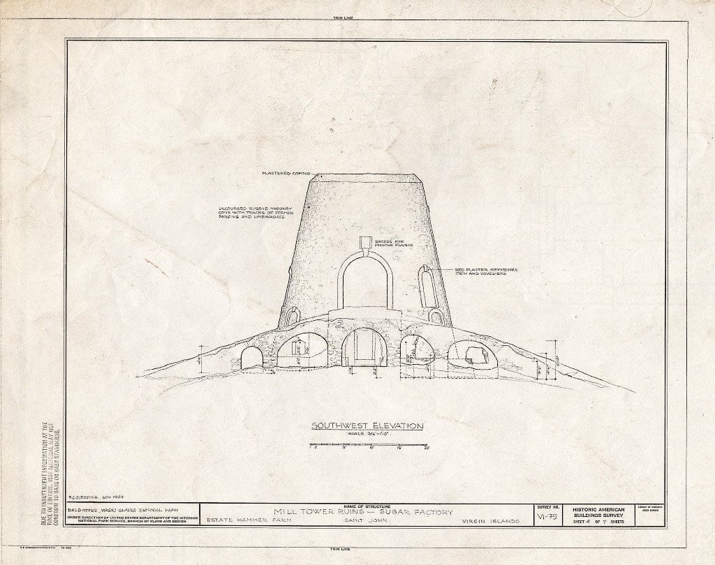 Blueprint HABS VI,2-CRUZBA,2-A- (Sheet 4 of 7) - Estate Hammer Farms, Windmill Tower Ruins, Cruz Bay, St. John, VI