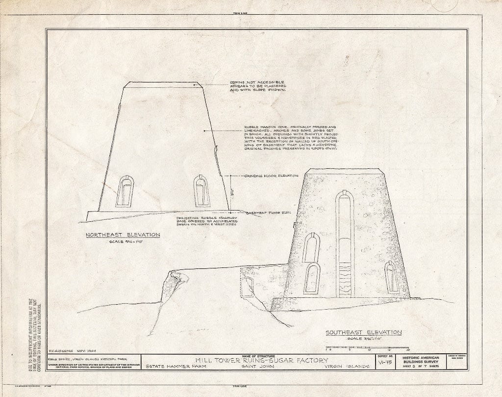 Blueprint HABS VI,2-CRUZBA,2-A- (Sheet 5 of 7) - Estate Hammer Farms, Windmill Tower Ruins, Cruz Bay, St. John, VI