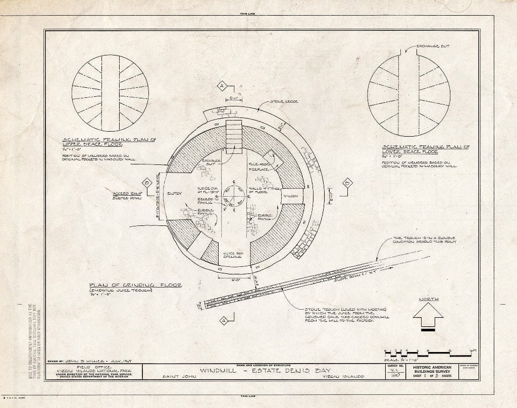 Blueprint HABS VI,2-DENBA,1-A- (Sheet 2 of 5) - Estate Denis Bay, Windmill, Cruz Bay, St. John, VI
