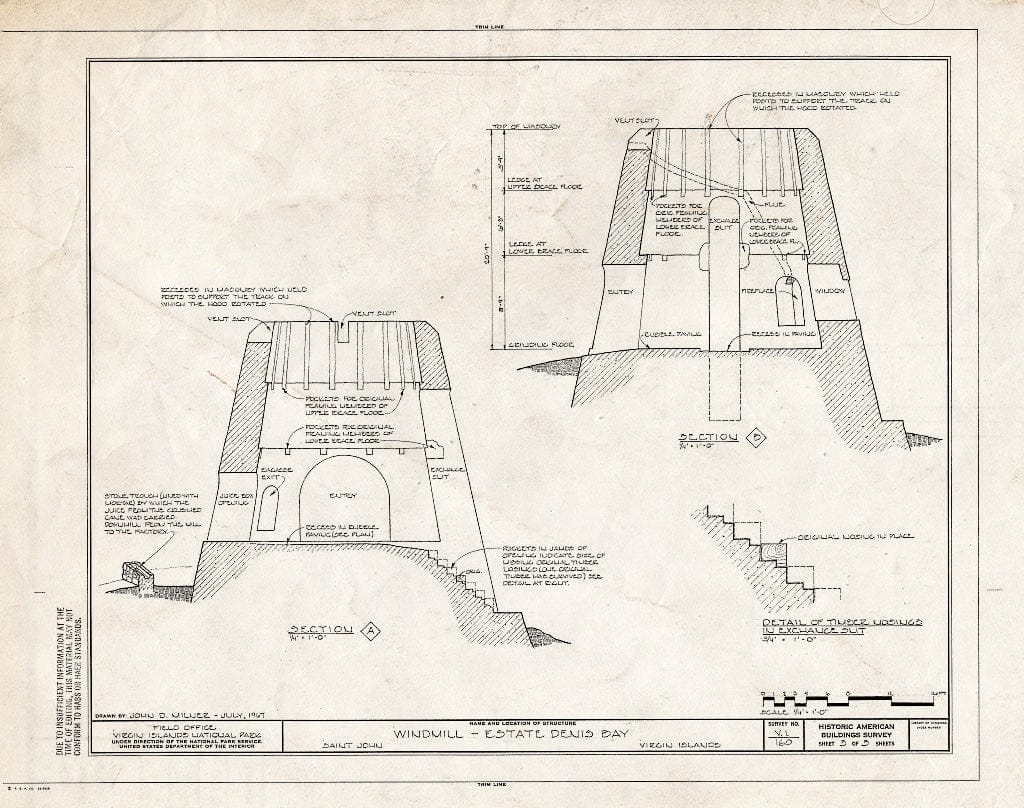 Blueprint HABS VI,2-DENBA,1-A- (Sheet 5 of 5) - Estate Denis Bay, Windmill, Cruz Bay, St. John, VI