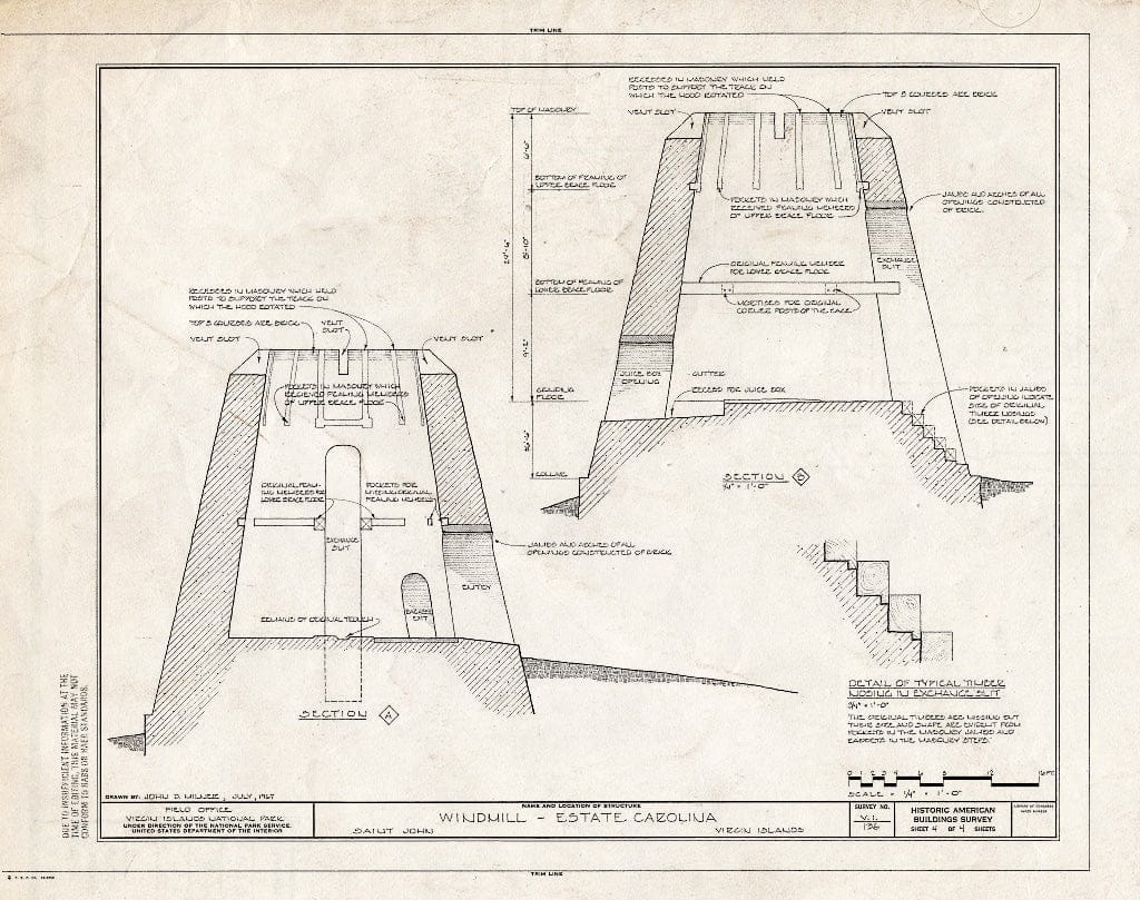 Blueprint HABS VI,2-CORBA,2-A- (Sheet 4 of 4) - Estate Carolina, Windmill, North of King Hill Road, Coral Bay, St. John, VI