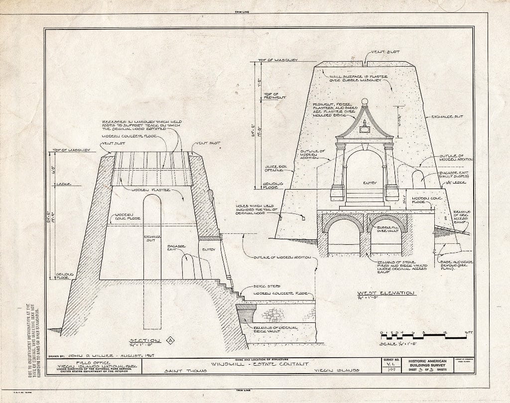 Blueprint HABS VI,3-CRUZBA,1A- (Sheet 3 of 3) - Estate Contant, Windmill, Cruz Bay, St. John, VI