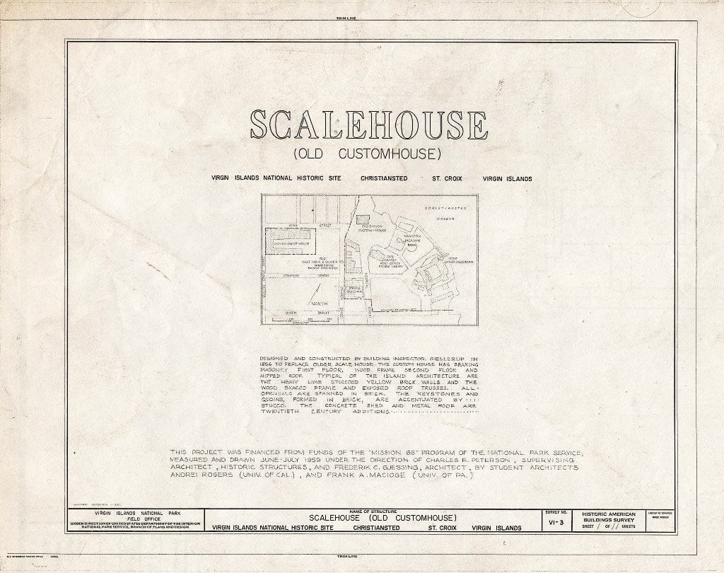 Blueprint HABS VI,1-Chris,2- (Sheet 1 of 11) - Scalemshouse, Christiansted Wharf Square Vicinity, Christiansted, St. Croix, VI