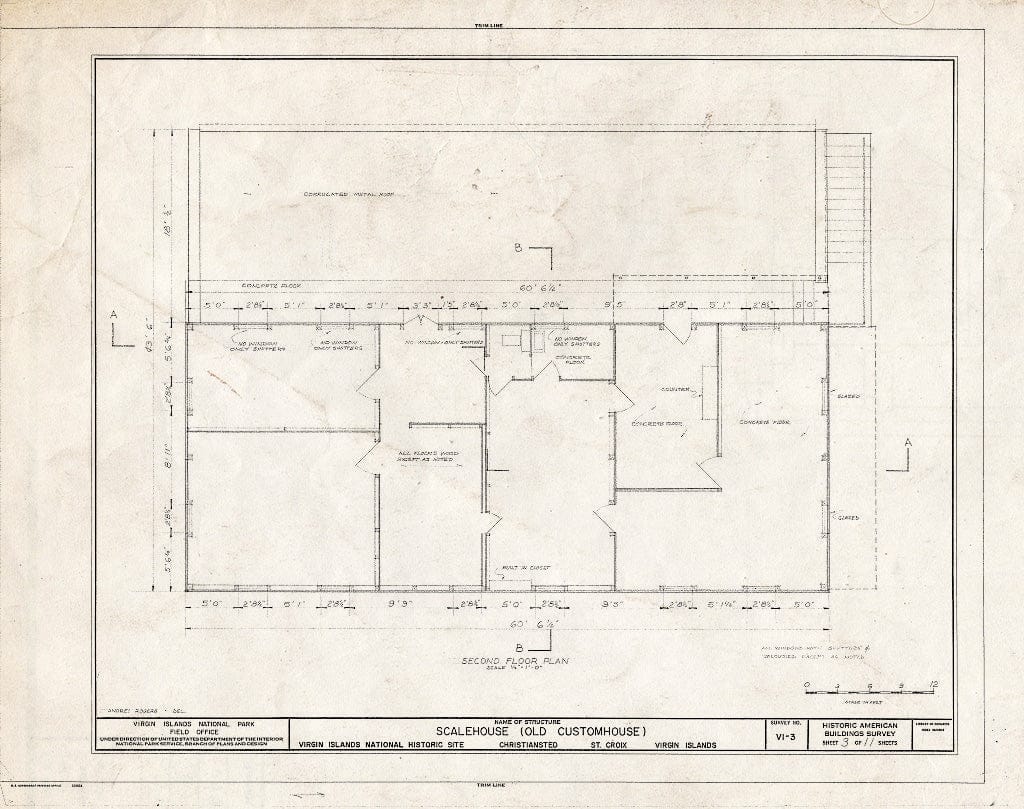 Blueprint HABS VI,1-Chris,2- (Sheet 3 of 11) - Scalemshouse, Christiansted Wharf Square Vicinity, Christiansted, St. Croix, VI