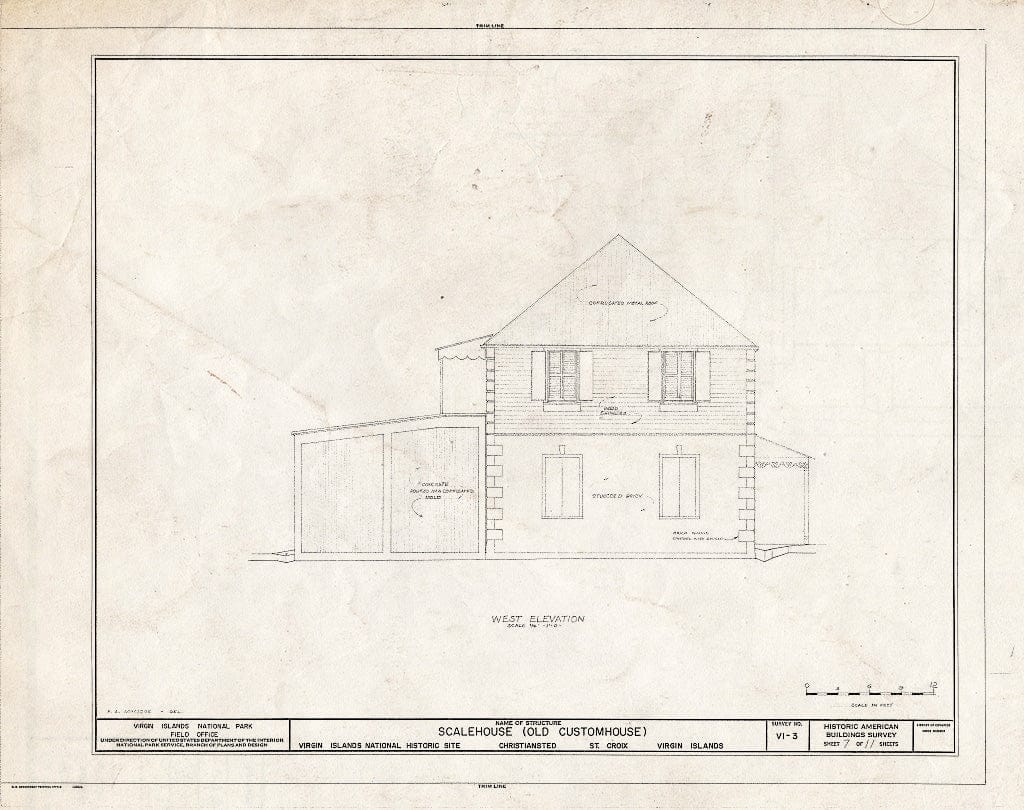 Blueprint HABS VI,1-Chris,2- (Sheet 7 of 11) - Scalemshouse, Christiansted Wharf Square Vicinity, Christiansted, St. Croix, VI