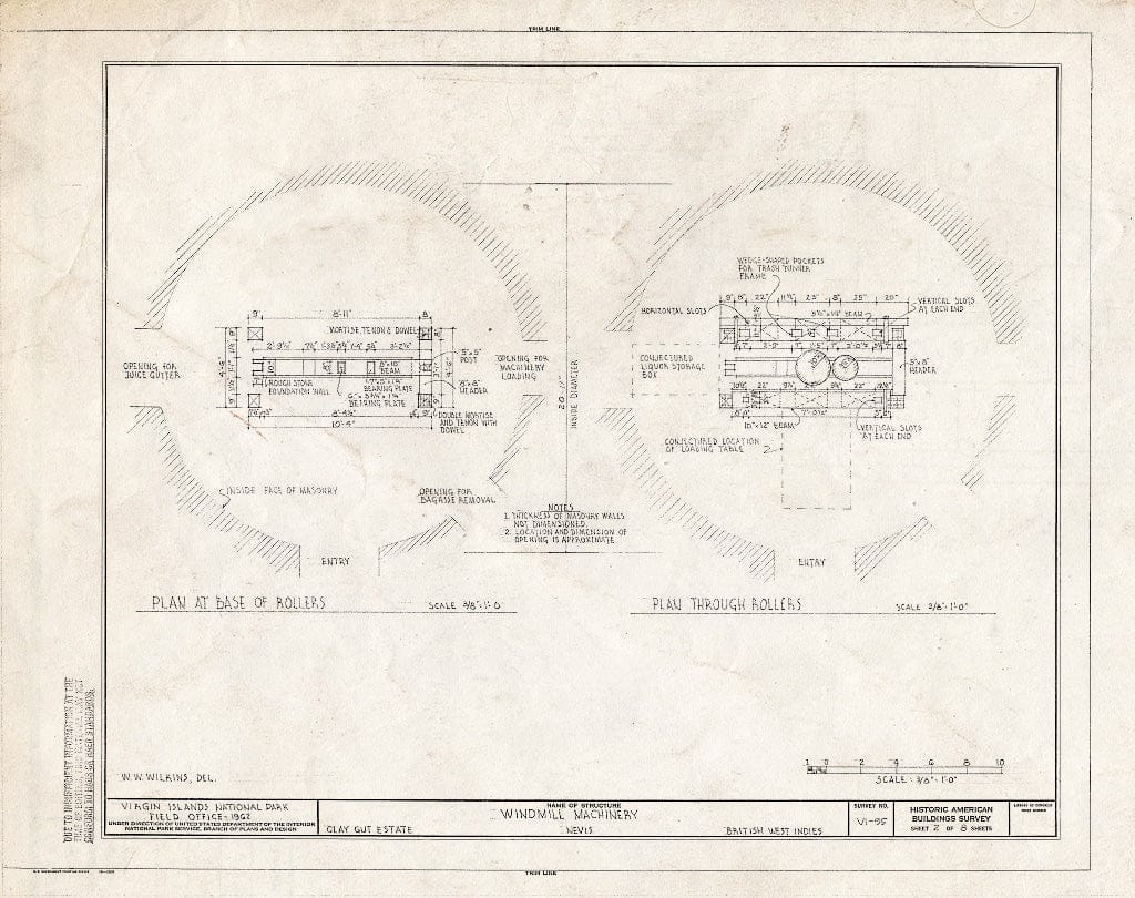 Blueprint HABS VI,4-Nevis,1A- (Sheet 2 of 8) - Estate Clay Gut, Windmill, Charlotte Amalie, St. Thomas, VI