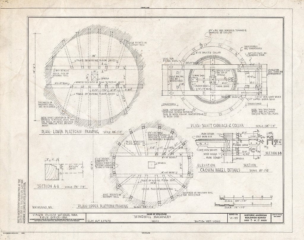 Blueprint HABS VI,4-Nevis,1A- (Sheet 3 of 8) - Estate Clay Gut, Windmill, Charlotte Amalie, St. Thomas, VI