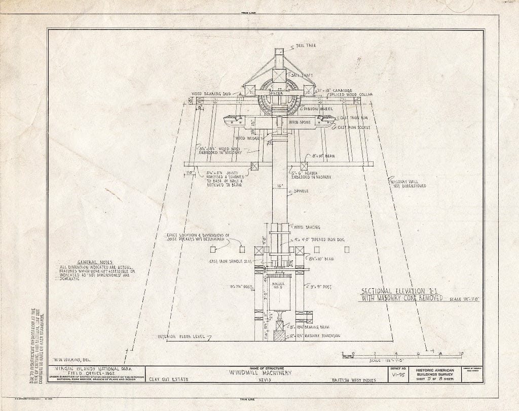 Blueprint HABS VI,4-Nevis,1A- (Sheet 5 of 8) - Estate Clay Gut, Windmill, Charlotte Amalie, St. Thomas, VI