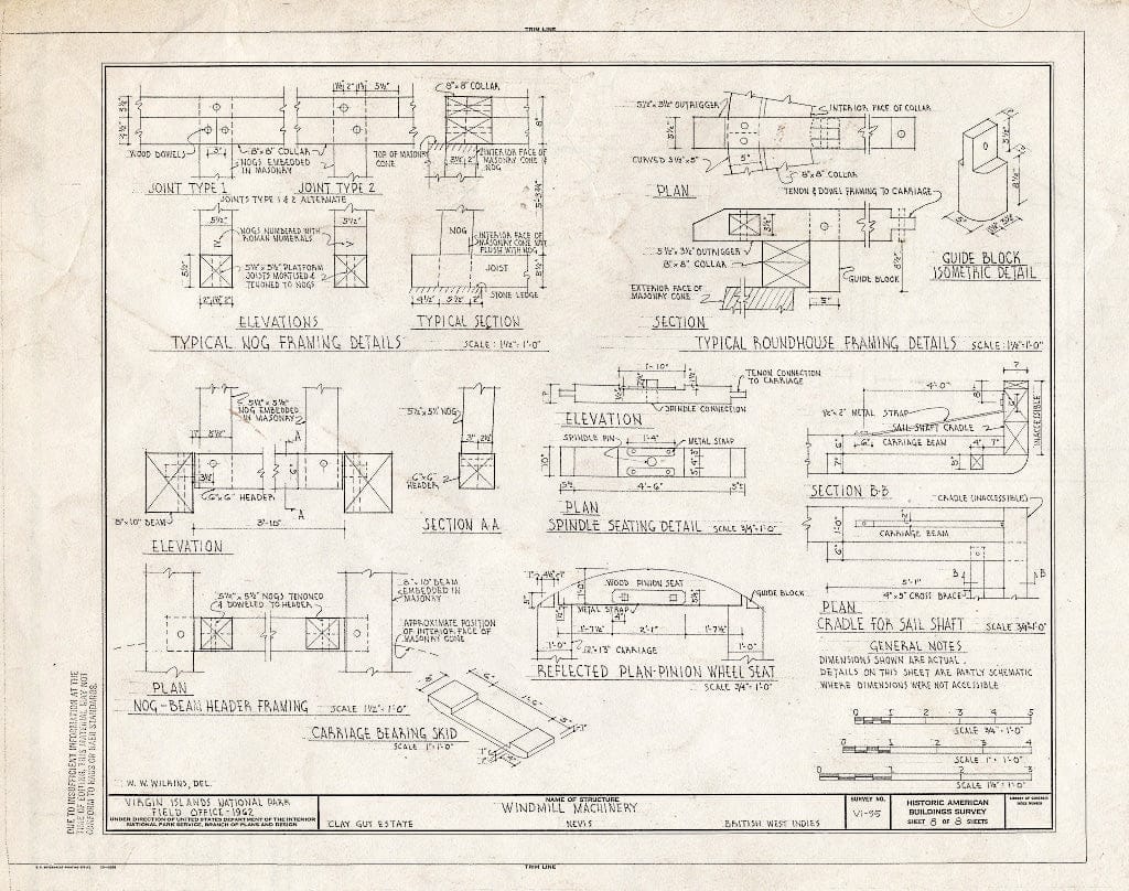Blueprint HABS VI,4-Nevis,1A- (Sheet 8 of 8) - Estate Clay Gut, Windmill, Charlotte Amalie, St. Thomas, VI