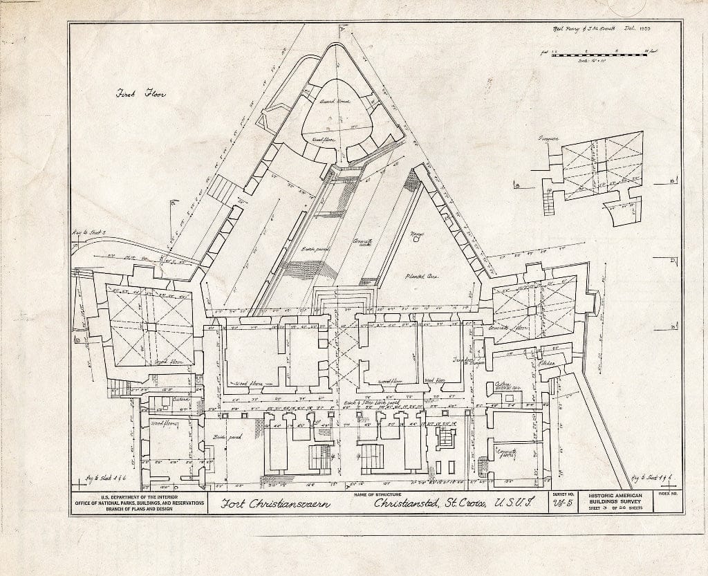 Blueprint HABS VI,1-Chris,4- (Sheet 3 of 26) - Fort Christiansvaern, Company Street Vicinity, Christiansted, St. Croix, VI
