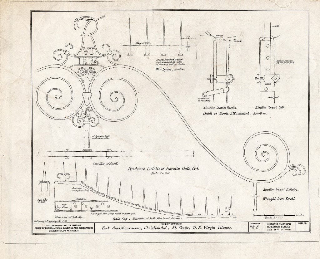 Blueprint HABS VI,1-Chris,4- (Sheet 15 of 26) - Fort Christiansvaern, Company Street Vicinity, Christiansted, St. Croix, VI