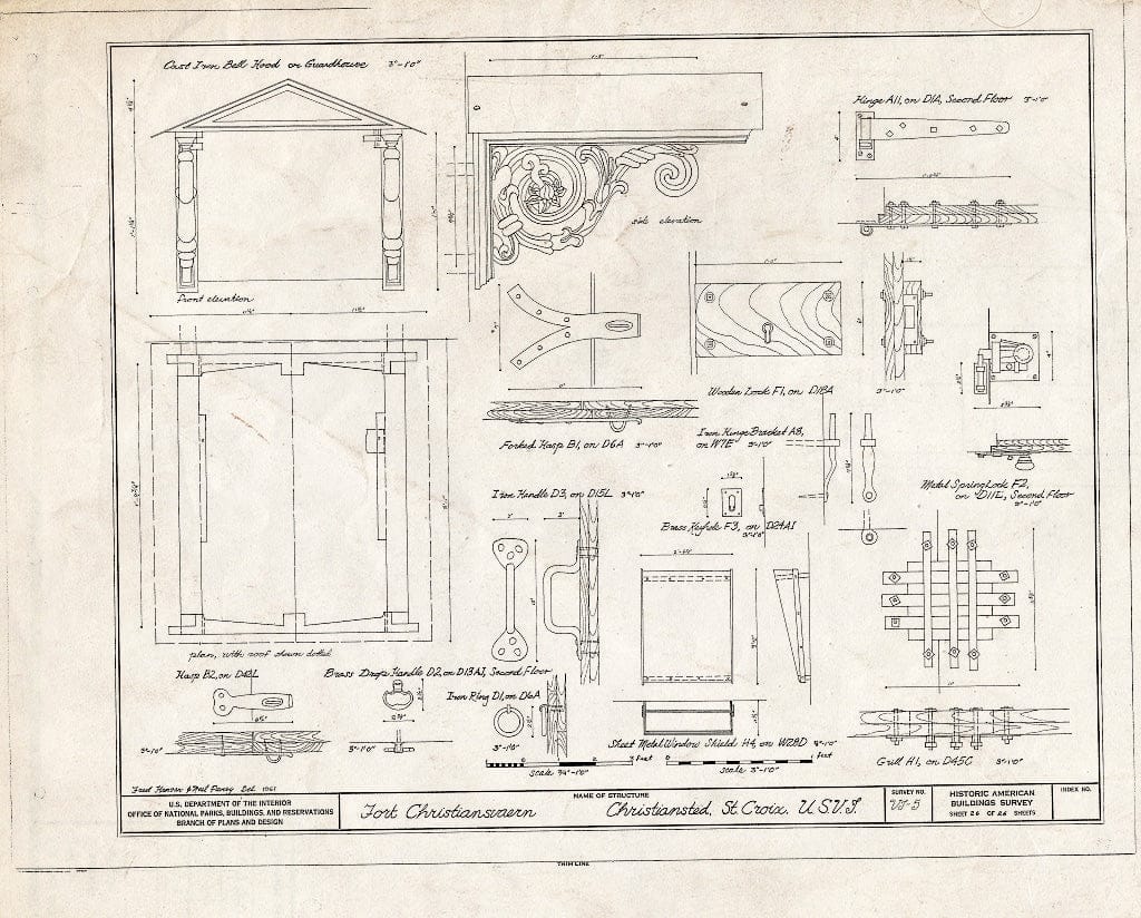 Blueprint HABS VI,1-Chris,4- (Sheet 26 of 26) - Fort Christiansvaern, Company Street Vicinity, Christiansted, St. Croix, VI