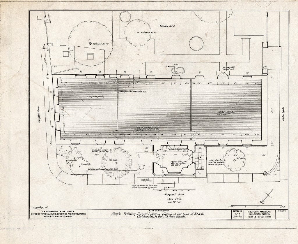Blueprint HABS VI,1-Chris,1- (Sheet 2 of 15) - Steeple Building, Company Street, Christiansted, St. Croix, VI