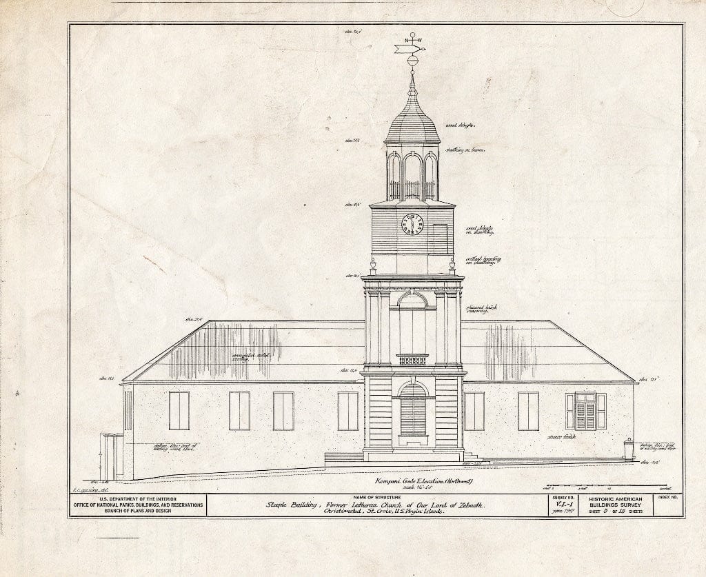 Blueprint HABS VI,1-Chris,1- (Sheet 5 of 15) - Steeple Building, Company Street, Christiansted, St. Croix, VI