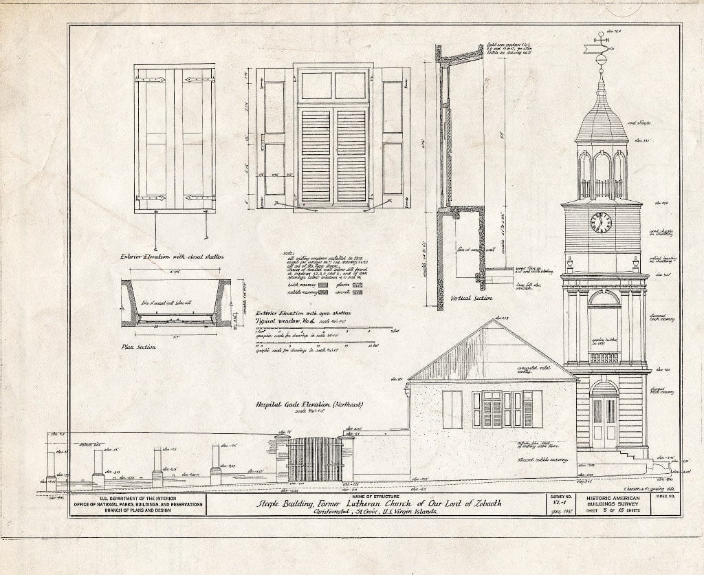 Blueprint HABS VI,1-Chris,1- (Sheet 8 of 15) - Steeple Building, Company Street, Christiansted, St. Croix, VI
