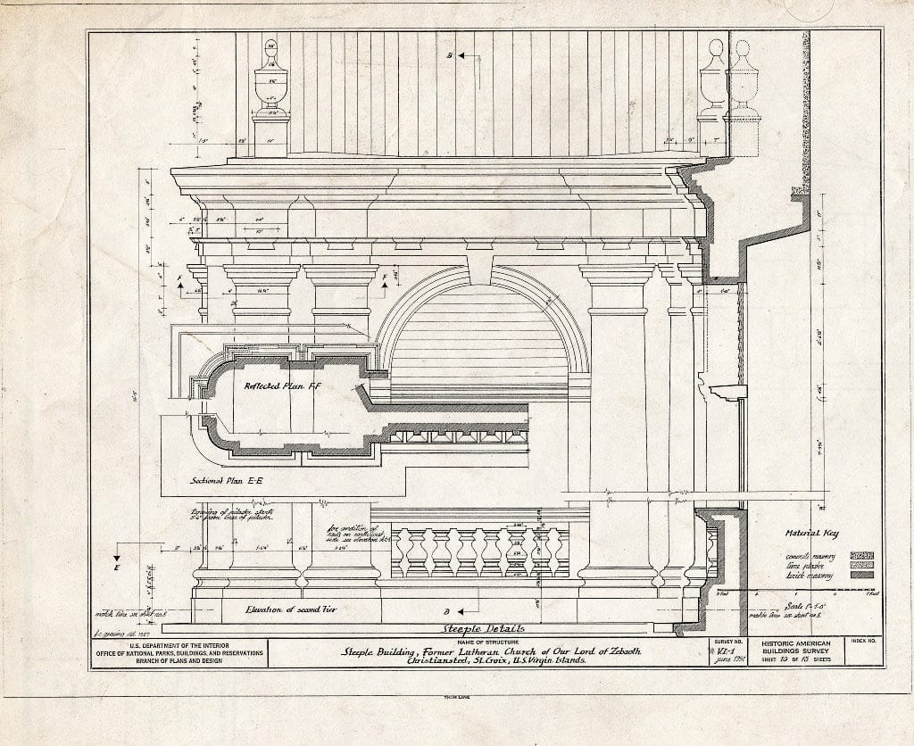 Blueprint HABS VI,1-Chris,1- (Sheet 10 of 15) - Steeple Building, Company Street, Christiansted, St. Croix, VI