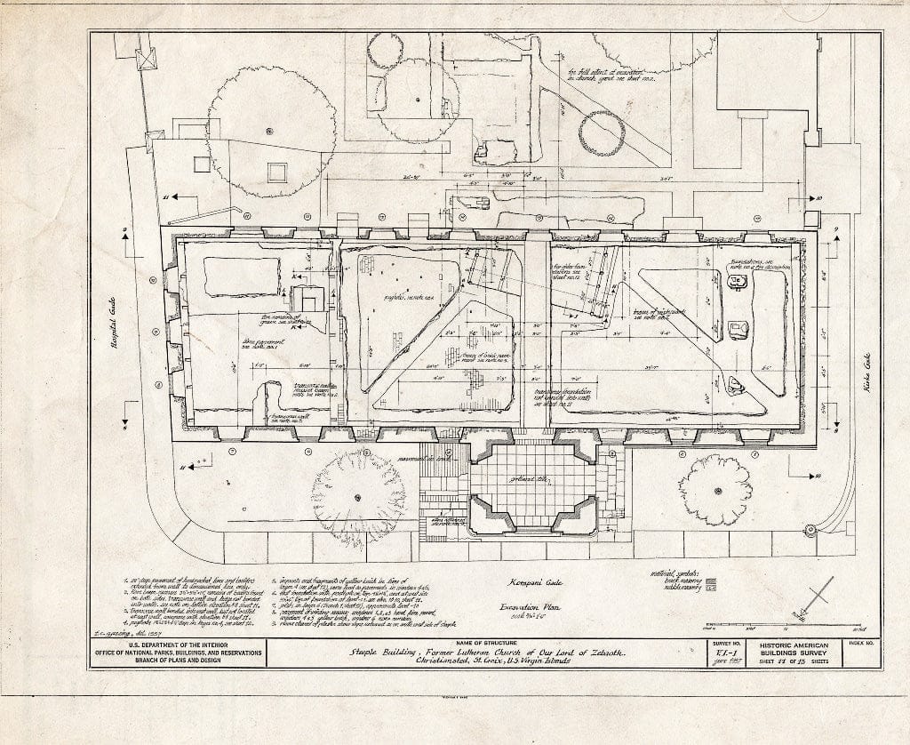 Blueprint HABS VI,1-Chris,1- (Sheet 11 of 15) - Steeple Building, Company Street, Christiansted, St. Croix, VI