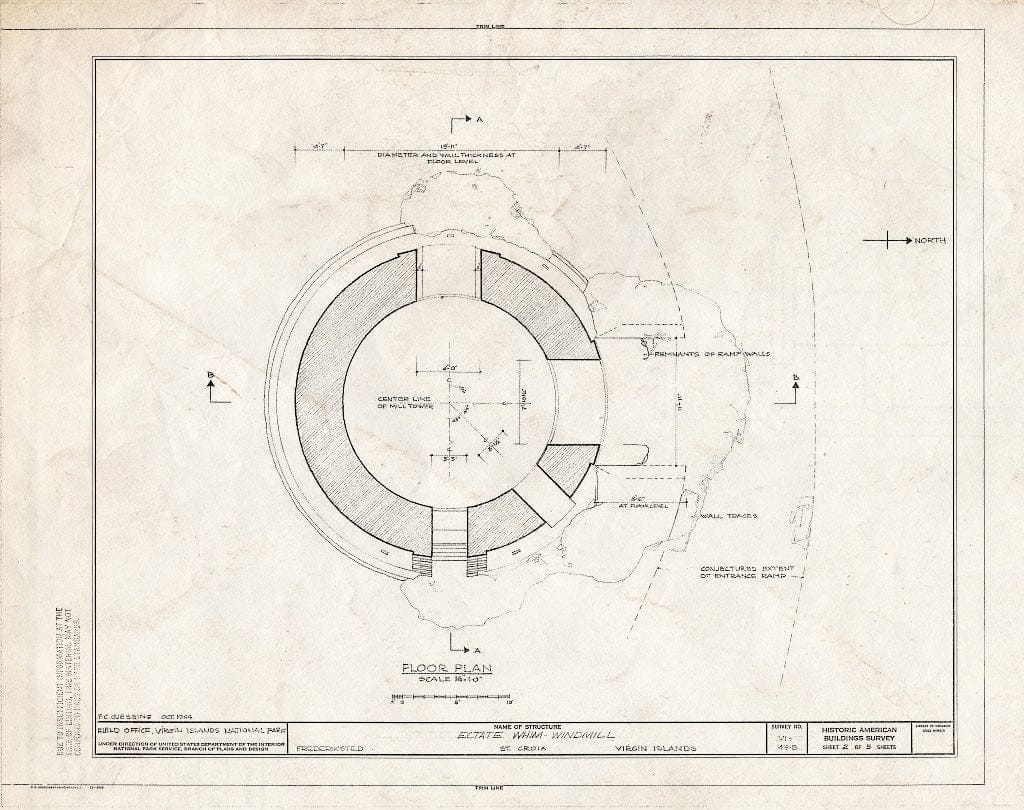 Blueprint HABS VI,1-WEST,1-B- (Sheet 2 of 5) - Estate Whim, Windmill, Centerline Road, Whim, St. Croix, VI