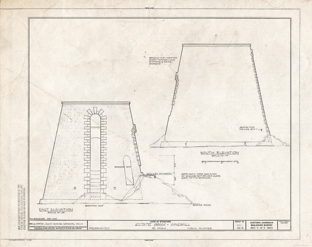 Blueprint HABS VI,1-WEST,1-B- (Sheet 4 of 5) - Estate Whim, Windmill, Centerline Road, Whim, St. Croix, VI