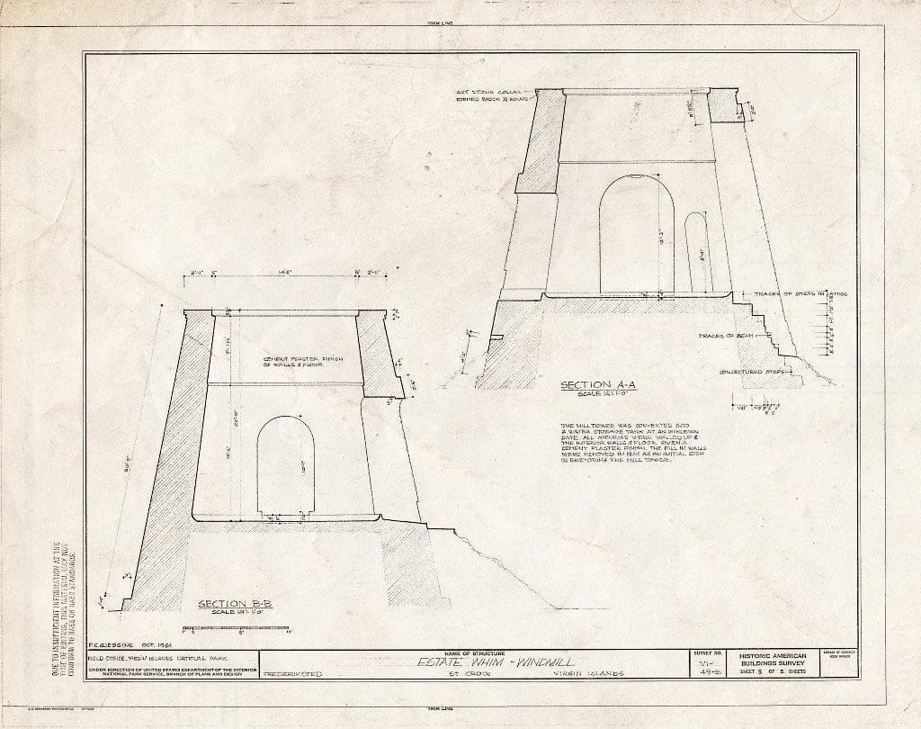 Blueprint HABS VI,1-WEST,1-B- (Sheet 5 of 5) - Estate Whim, Windmill, Centerline Road, Whim, St. Croix, VI
